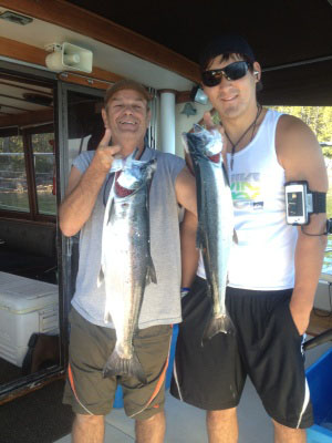 Aug.11,12 Larry Wesolowski of Nautical West Adventures hosted Lawrence, Todd, and Cory Marshall from Alberta out on a trip of a lifetime.  They caught 22 salmon, 3 halibut, and 30 crab.  Wow!  Congratualations everyone.  Great Job Skipper.  Anyone wishing to book a trip with Larry, please contact Ron. wakita@telus.net